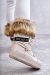 Women's Lace-up Snow Boots Beige Santero