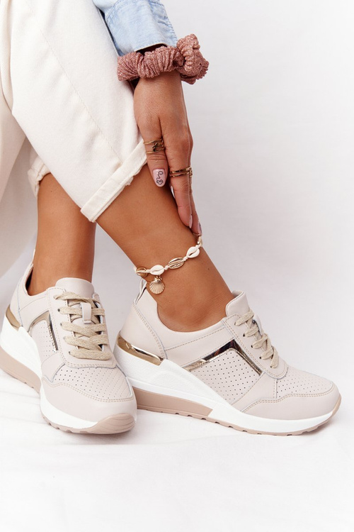Leather Wedge Sneakers S.Barski Beige