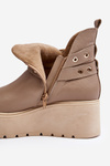 Women's Leather Platform Boots with Straps Zazoo 1752 Beige
