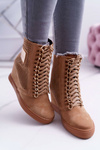 Women's Lu Boo Openwork Suede Camel Sneakers Clamma
