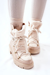Leather Trapper Boots Tied Lewski Light Beige 3116