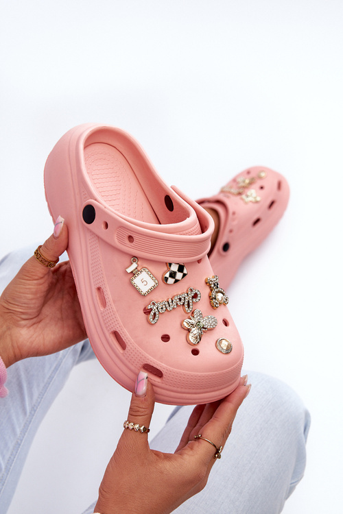 Women's Lightweight Foam Slides with Thick Sole and Pink Buckles by Effiora