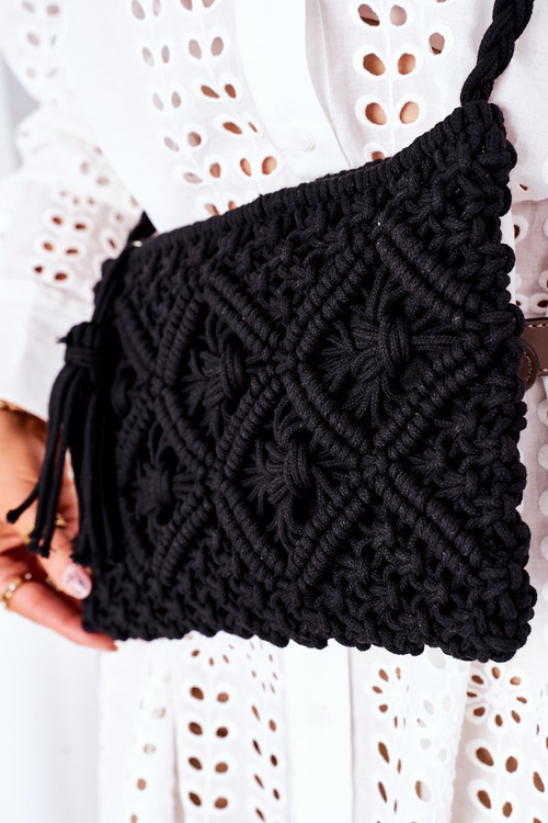 Macrame Messenger Bag BRUNO ROSSI Black