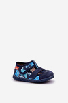 Slippers Milami Children With Velcro In Dinosaur Print Navy Blue Reathiana