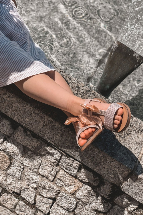 Children's Sandals With Bow Pink Beebee