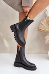 Leather Chelsea Boots with Decoration CheBello 4537 Black