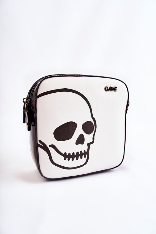 Skórzana Torebka Listonoszka Modny Print Czarno-Biała GOE ZNJ013