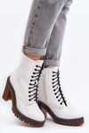 Women's White Lace-up Ankle Boots Arove