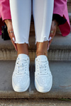 Leather Women's Wedge Sneakers White Phiness