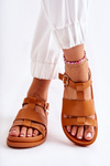 Leather Sandals On Platform Camel Tessy