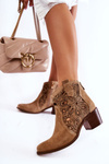 Openwork Suede Booties Lewski Shoes 3170/2 Beige