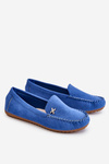 Women's Suede Loafers With Embellishments Blue Leah