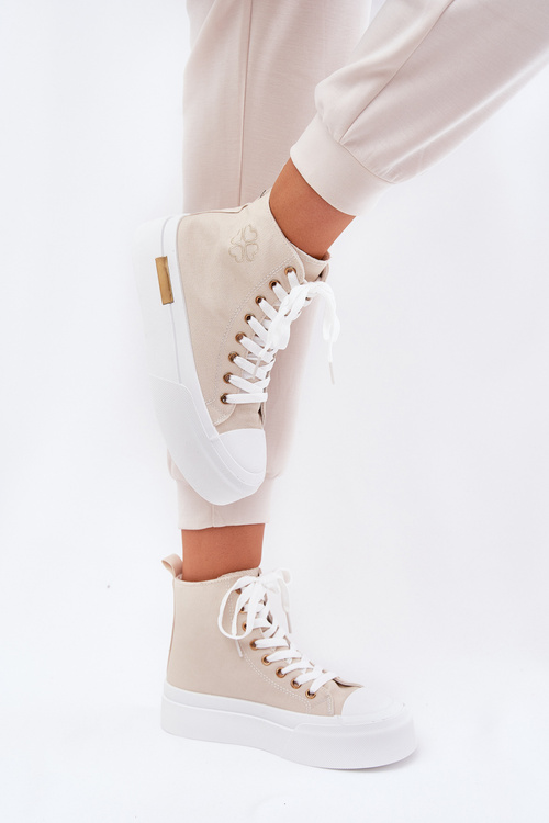 High Women's Sneakers On Platform Beige Laviriona