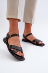 Women's Flat Sandals Made of Eco Leather S.Barski KV27-003 Black