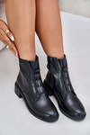 Leather Ankle Boots With Zipper Insulated Black Olidrila