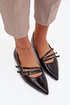 Patent Leather Ballerinas With Straps Black Palenna