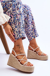 Fashionable Wedge Sandals With Braid Beige Nessia