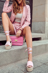 Suede Wedge Sandals Pink Livia