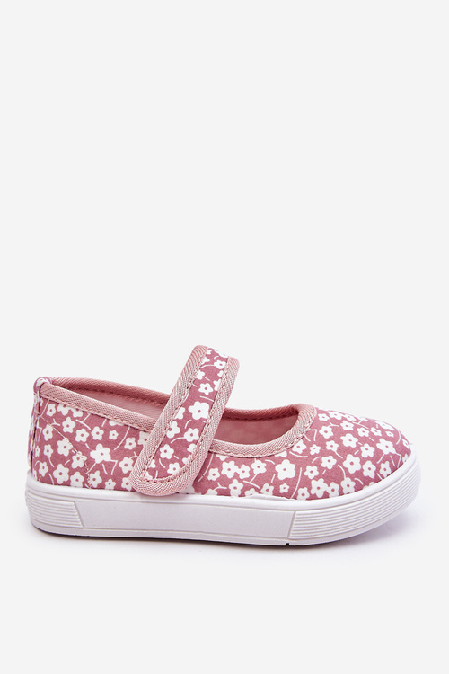 Children's Velcro Ballerinas In Print Pink Selah