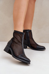 Black Ladies Mesh Ankle Boots Lithyia