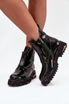 Patent Leather Women's Boots Made of Genuine Leather Insulated Artiker 57C0166 Black