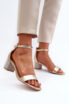 Women's sandals in faux leather on decorated heel golden Wiatalia
