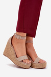Wedge Sandals For Women With Braiding Khaki Adelio