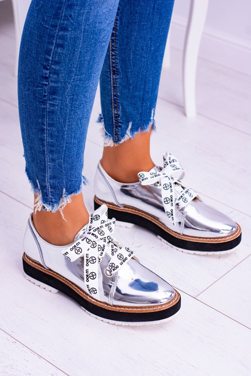 Lu Boo Silver Mirrored Women's Moonlight Half Boots