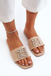 Women's flat sandals with beige decoration Inaile