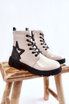Children's Boots Lacquered With a Zipper White Yukko