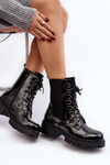 Lacquered Women's Work Boots Black Charmea