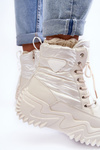Insulated Boots On Massive Platform Light Beige Lanleh