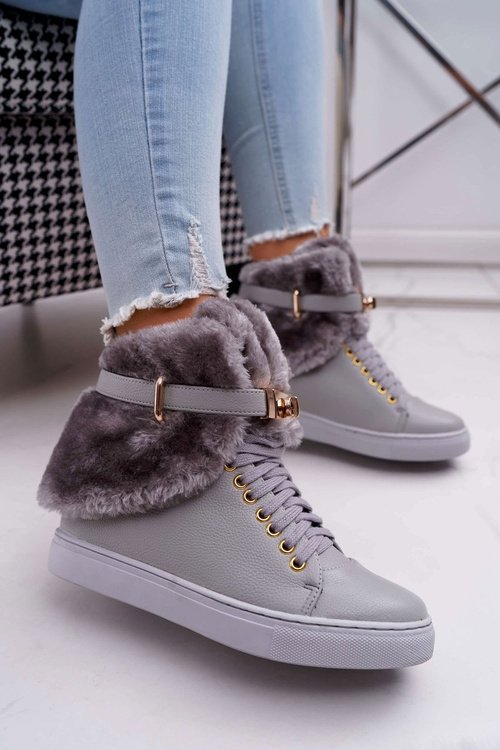 Lu Boo Gray Boots with Fur Gisele