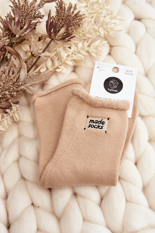 Skarpety Damskie Grube Beżowe