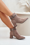 Women's Eco Suede Heeled Boots With Pointed Toes Brown Terivannes