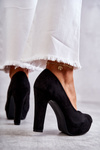 Classic Suede Pumps On Heel Black Soro