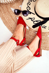 Women's Flat Ballerinas With A Belt Red Allison