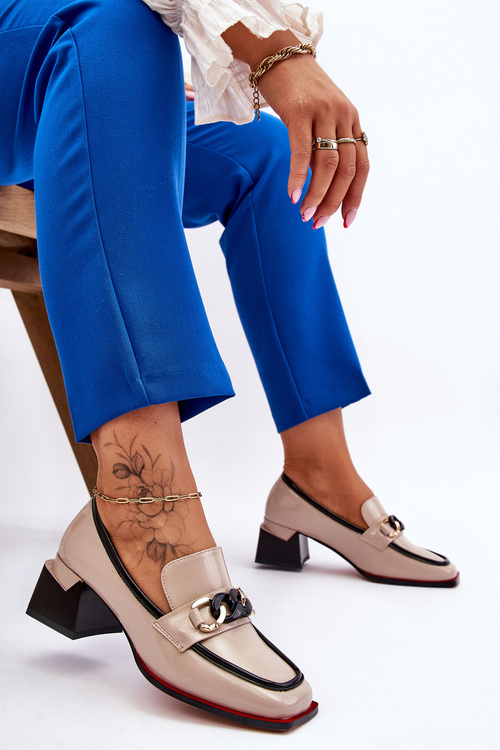 Comfortable Low Heel Pumps Beige Valenti