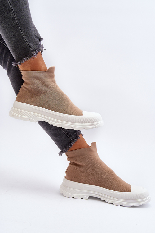 Women's Slip-On Sock Boots Brown Ilanae