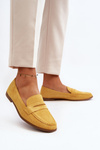Suede Loafers With Ornament Yellow Eleina 