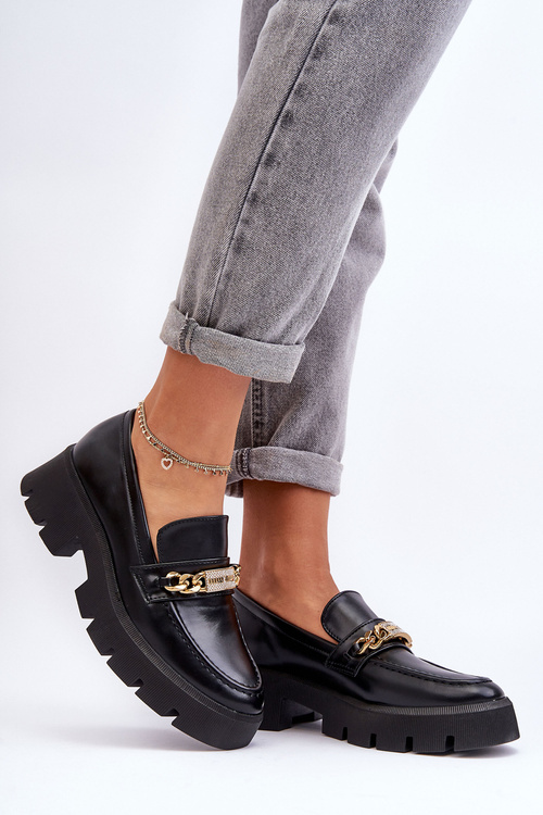 Classic Moccasins on a Chunky Platform Black Catch Me!