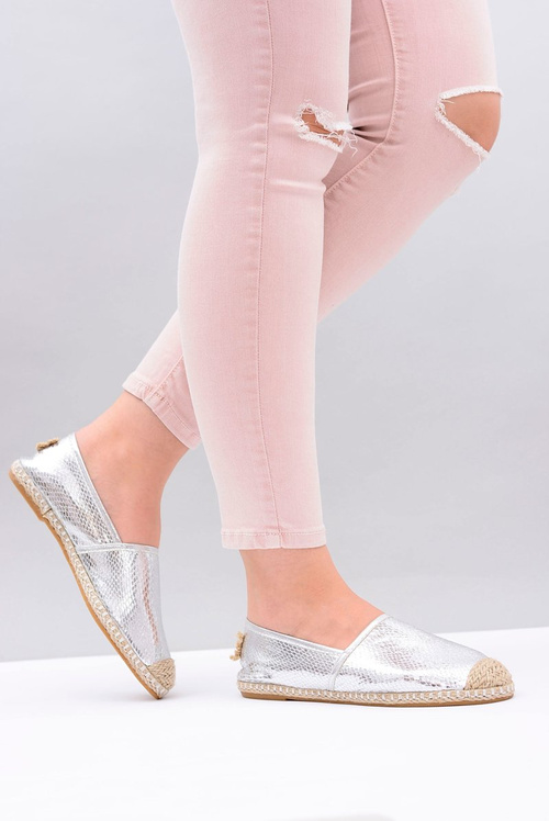 Lu Boo | Slip-on Silver Women's Espadrilles Snake Pray