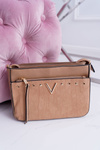 Ladies Handbag Over the Shoulder Beige Golden Letter V