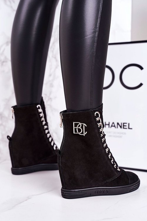 Women’s Suede Wedge Sneakers BOOCI 2222/066/s Silver Chain Black