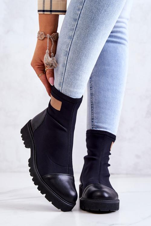 Botki Wsuwane Skarpetkowe Nicole Czarne 2705