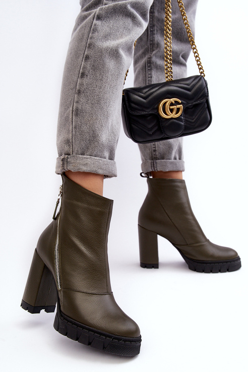 Botki Modne Skóra Obcas Czarne Laura Messi 2509/195