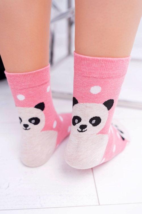Women's Socks Pink With Panda