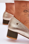 Leather Low Heel Pumps Maciejka 05960-25 Gold