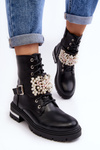 Lined Women's Work Boots Decorated Black Venizi