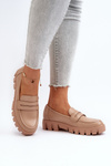 Women's Faux Leather Moccasins Beige Seravisa